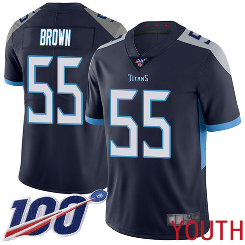Tennessee Titans Limited Navy Blue Youth Jayon Brown Home Jersey NFL Football #55 100th Season Vapor Untouchable